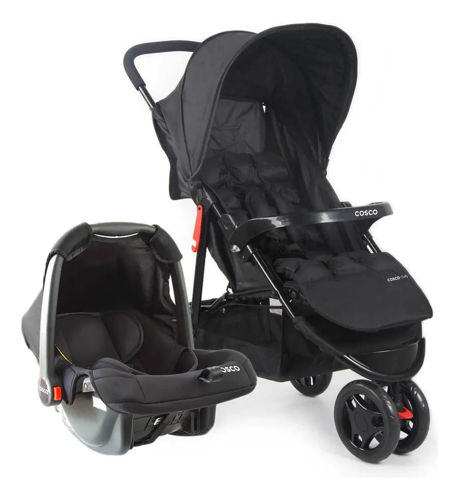 Carrinho de Bebê com Bebê Conforto Cosco Kids Toffy Travel System Preto Absoluto 0 a 15kg